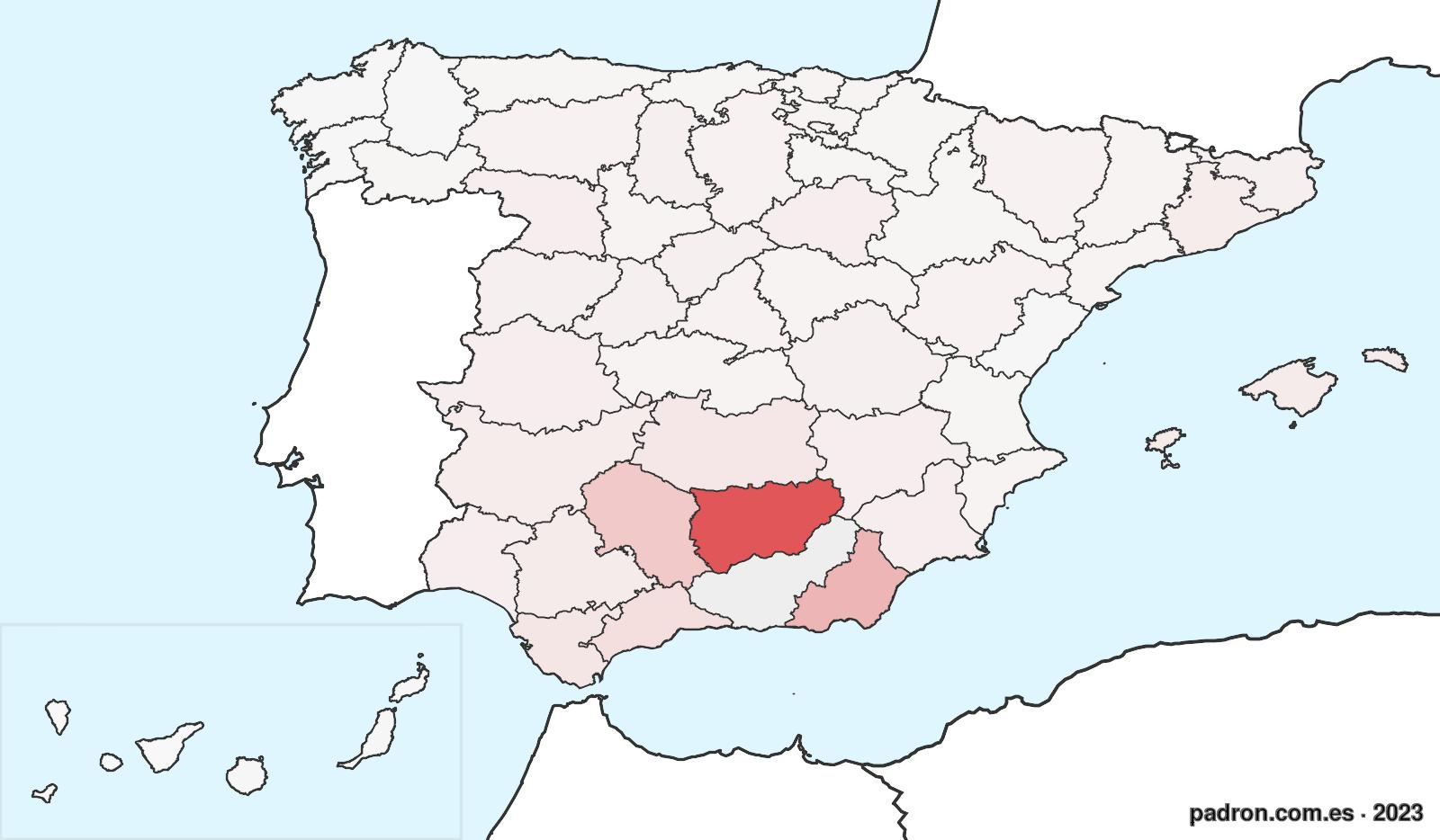 Porcentaje de población de otras provincias en Granada