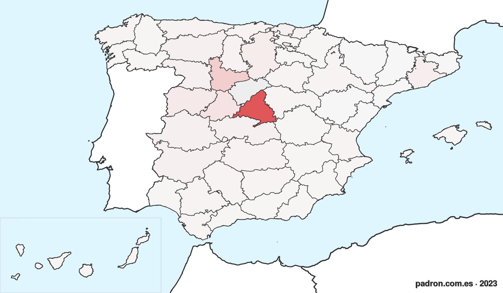 Población por provincia de origen en Segovia