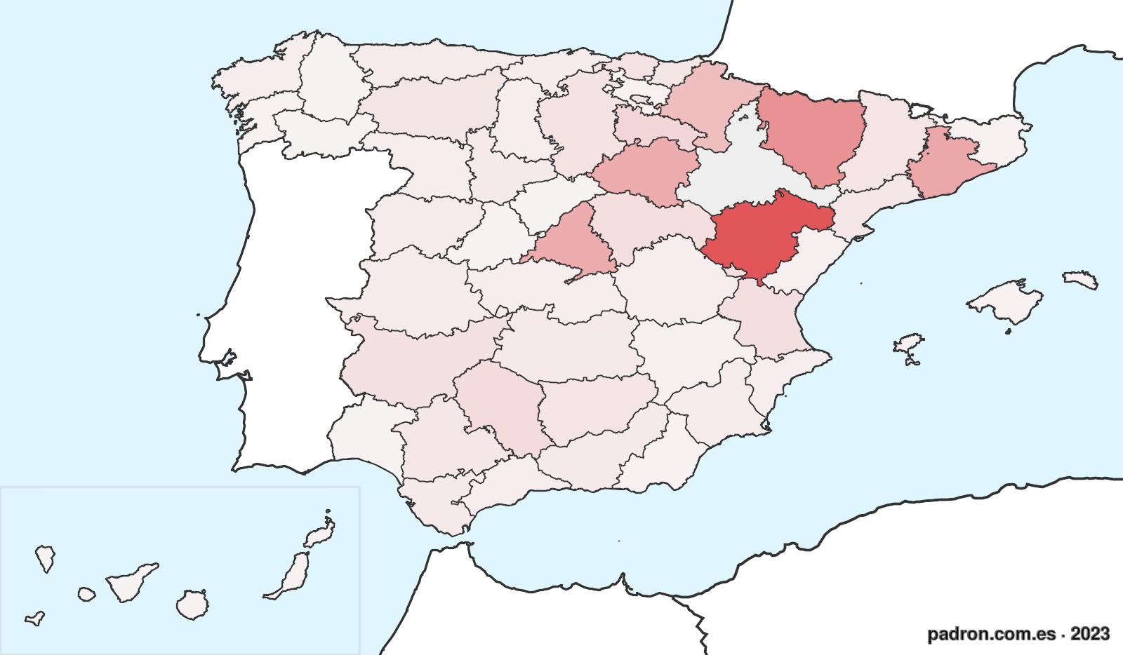Población por provincia de origen en Zaragoza
