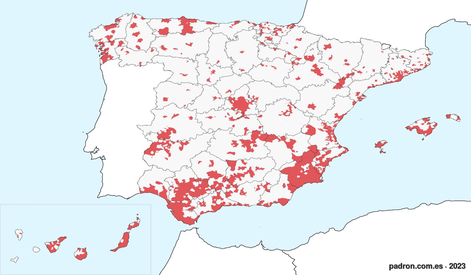 Municipios de España de más de 9999 habitantes.