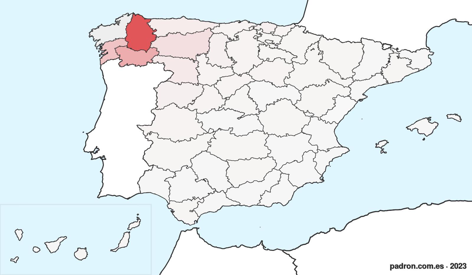 Porcentaje de población de otras provincias en A Coruña