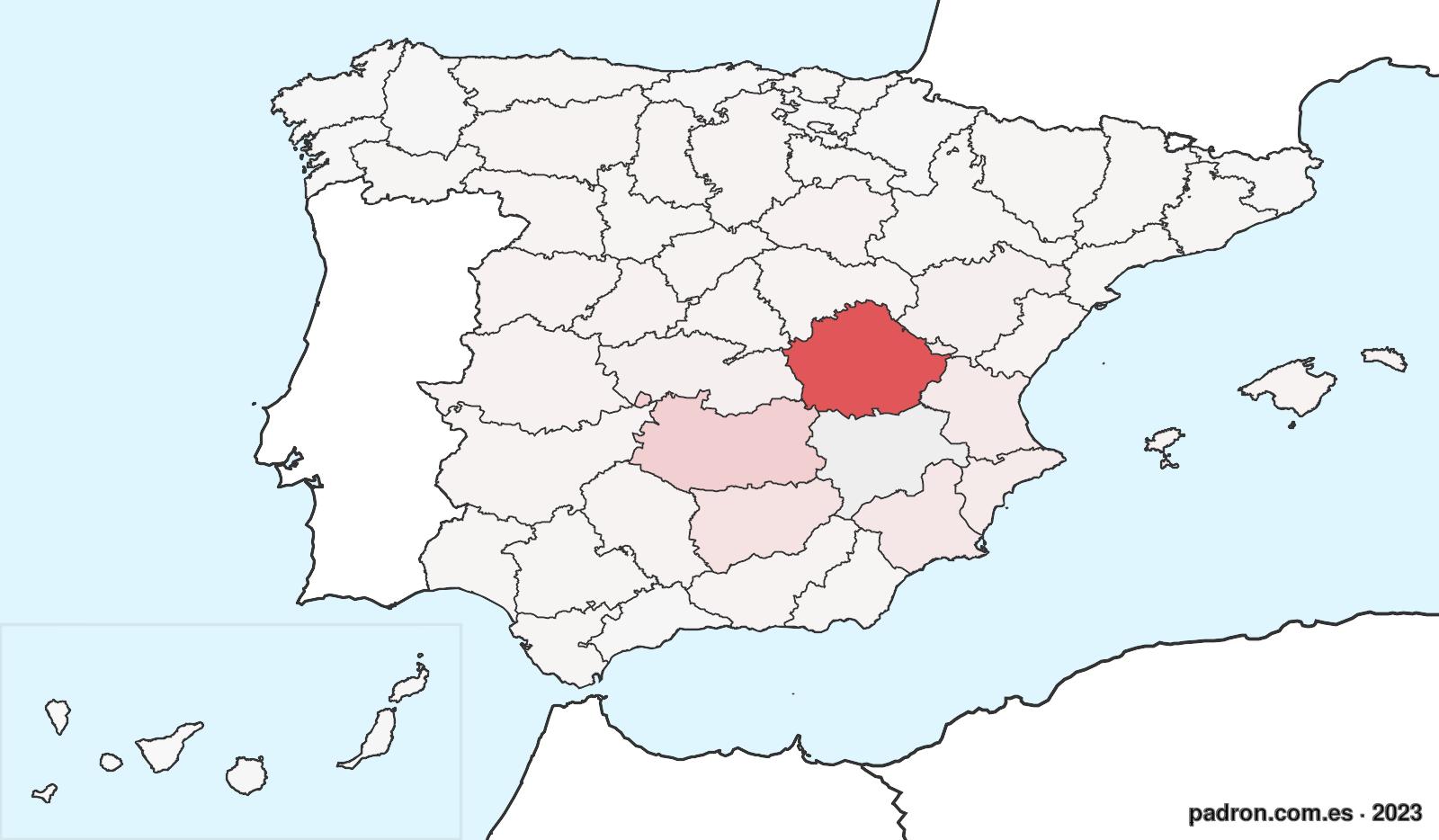 Porcentaje de población de otras provincias en Albacete