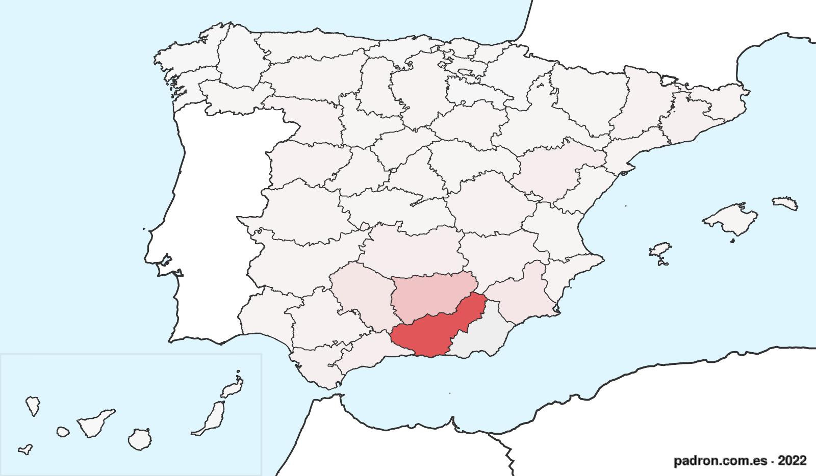 Porcentaje de población de otras provincias en Almería