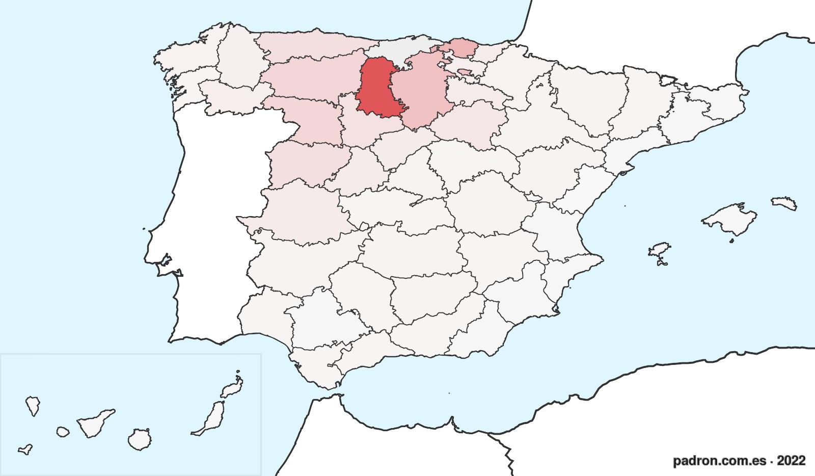 Porcentaje de población de otras provincias en Cantabria