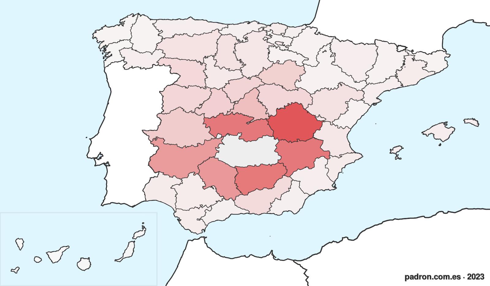 Porcentaje de población de otras provincias en Ciudad Real