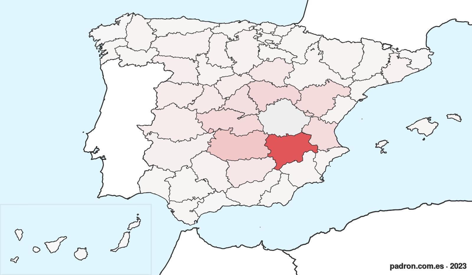 Porcentaje de población de otras provincias en Cuenca