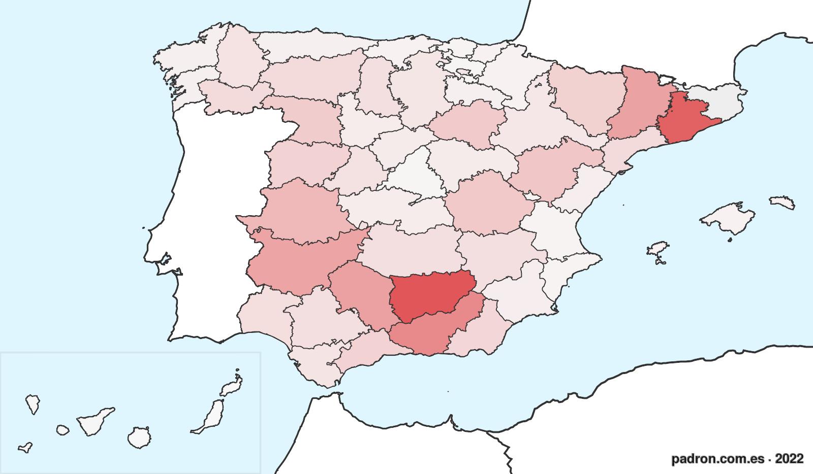 Porcentaje de población de otras provincias en Girona