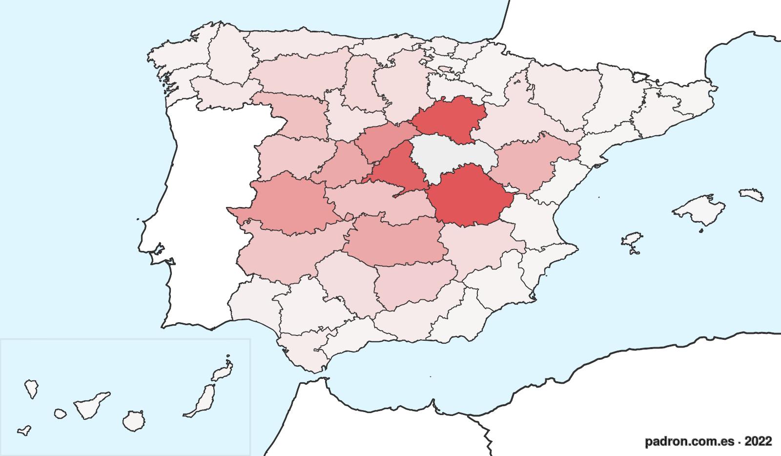 Porcentaje de población de otras provincias en Guadalajara