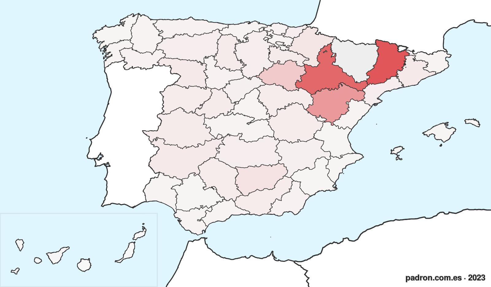 Porcentaje de población de otras provincias en Huesca