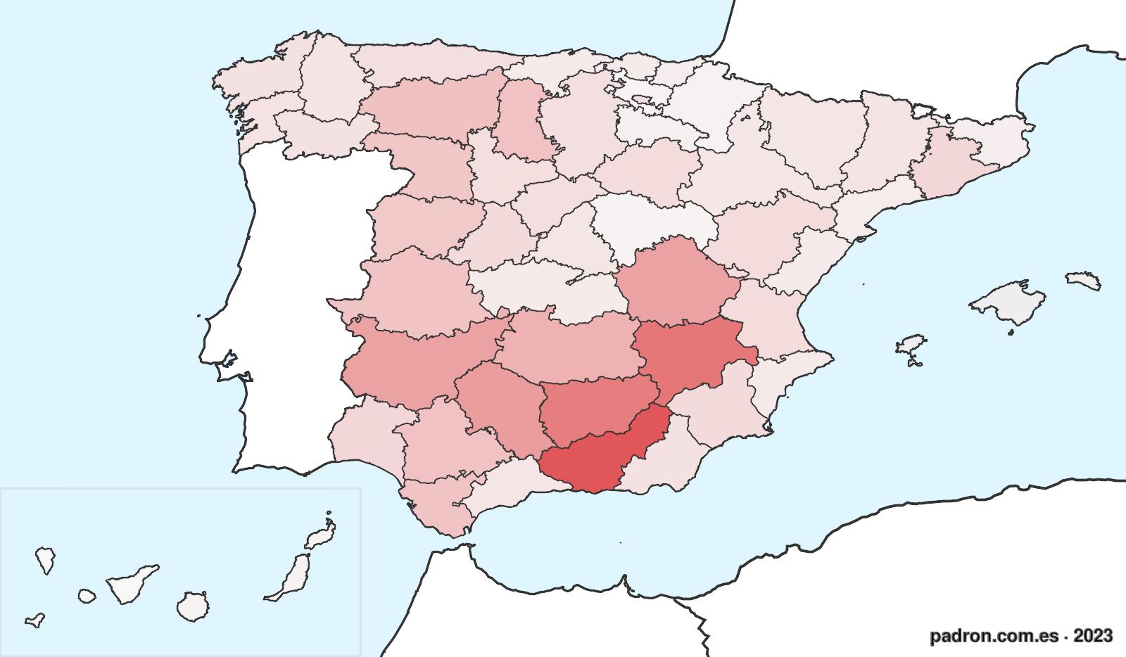 Porcentaje de población de otras provincias en Illes Balears