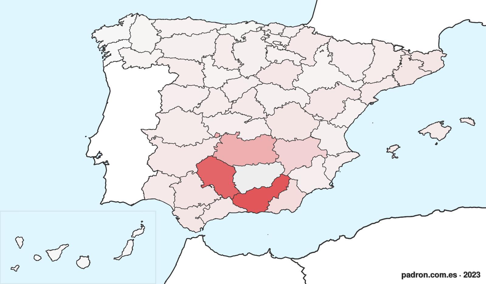 Porcentaje de población de otras provincias en Jaén