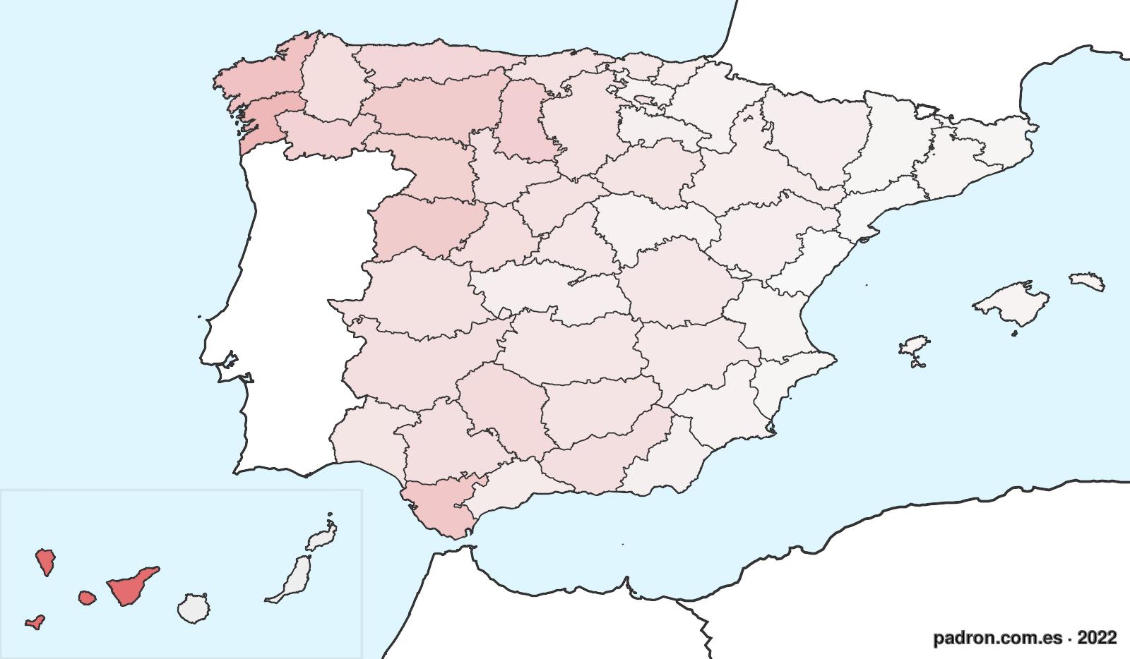 Porcentaje de población de otras provincias en Las Palmas