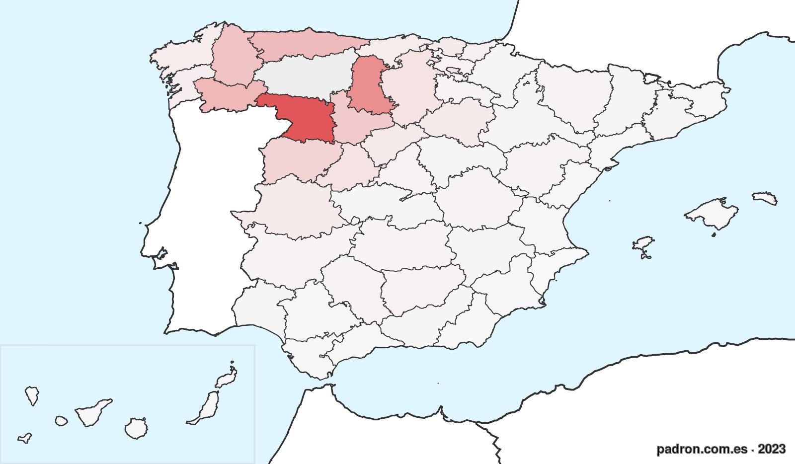 Porcentaje de población de otras provincias en León