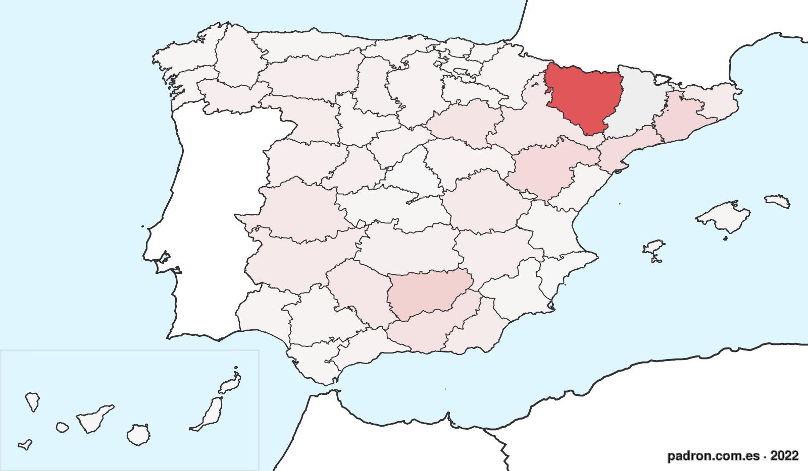 Porcentaje de población de otras provincias en Lleida