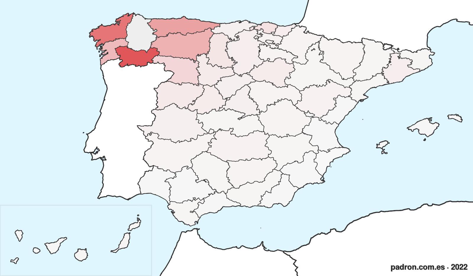 Porcentaje de población de otras provincias en Lugo