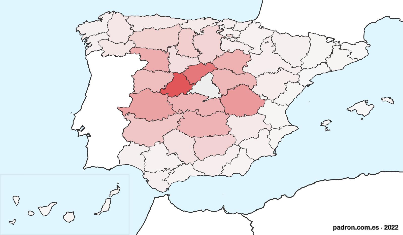 Porcentaje de población de otras provincias en Madrid
