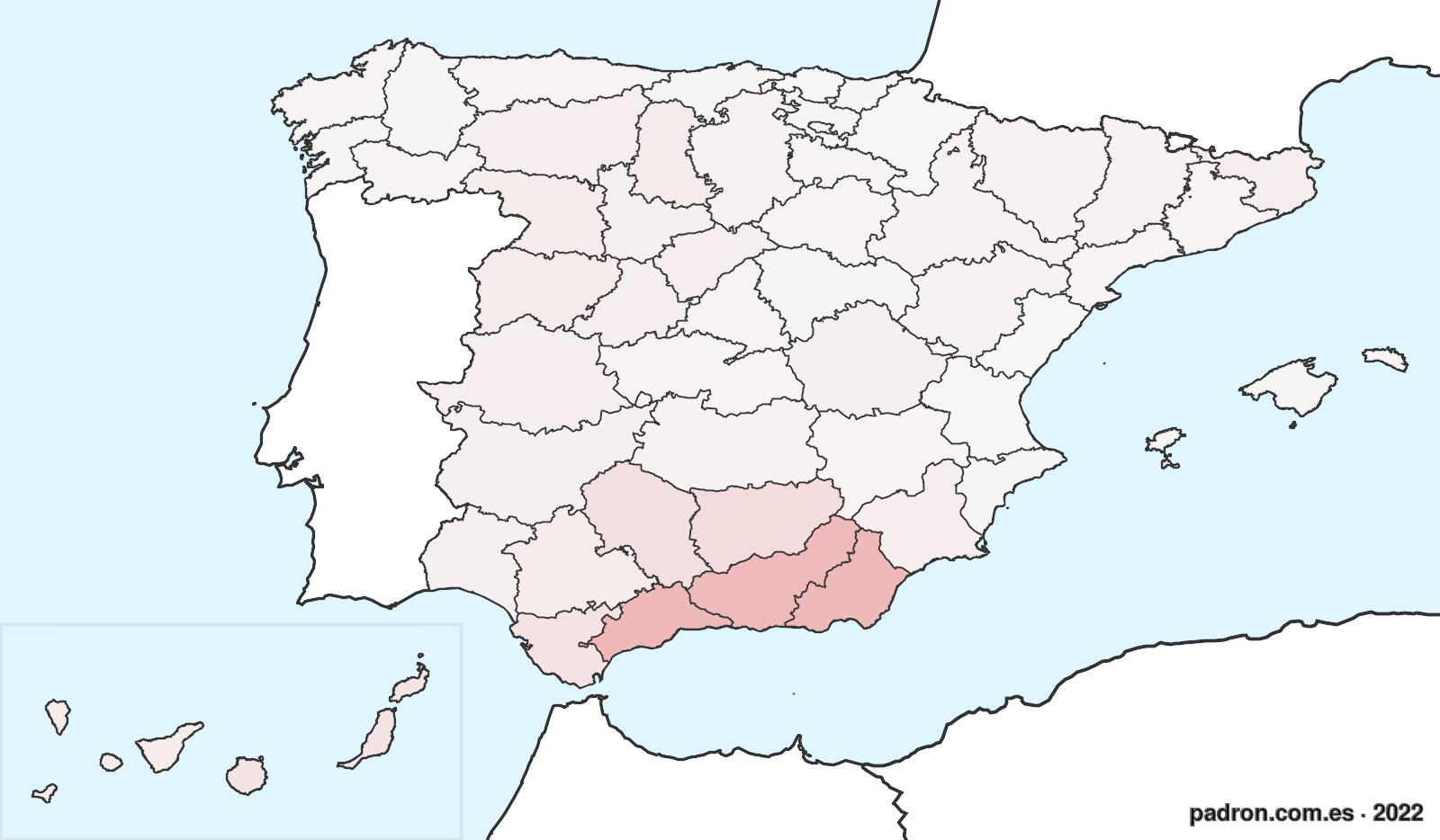 Porcentaje de población de otras provincias en Melilla