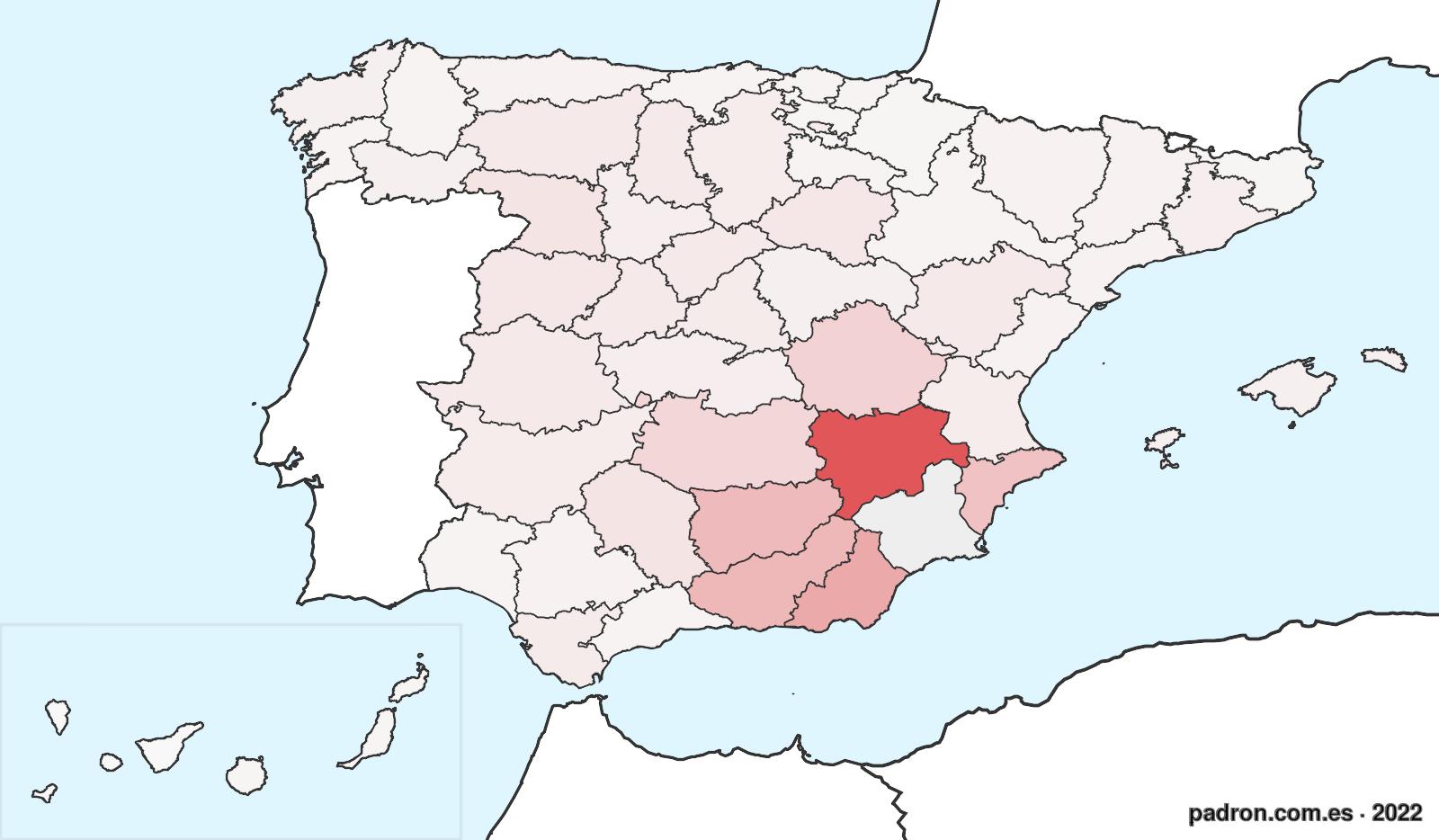 Porcentaje de población de otras provincias en Murcia
