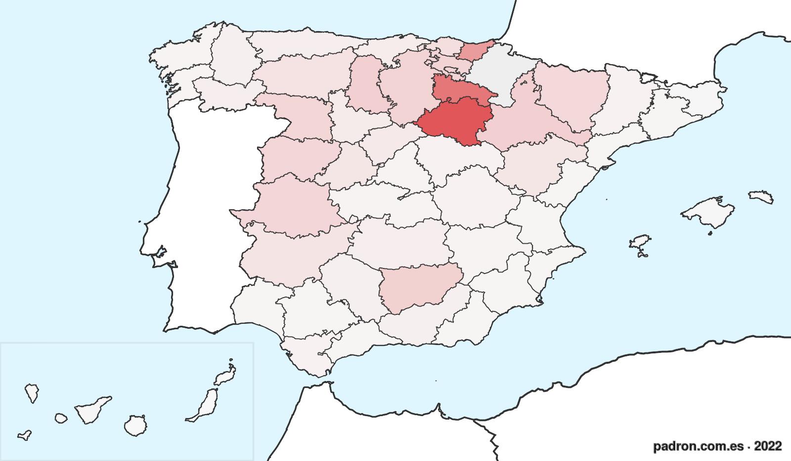 Porcentaje de población de otras provincias en Navarra