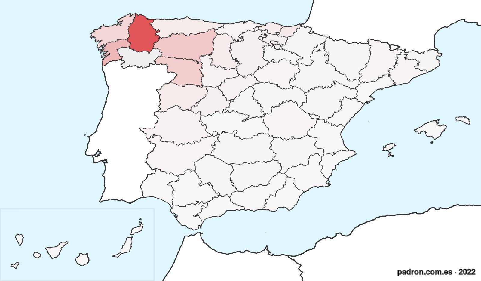 Porcentaje de población de otras provincias en Ourense