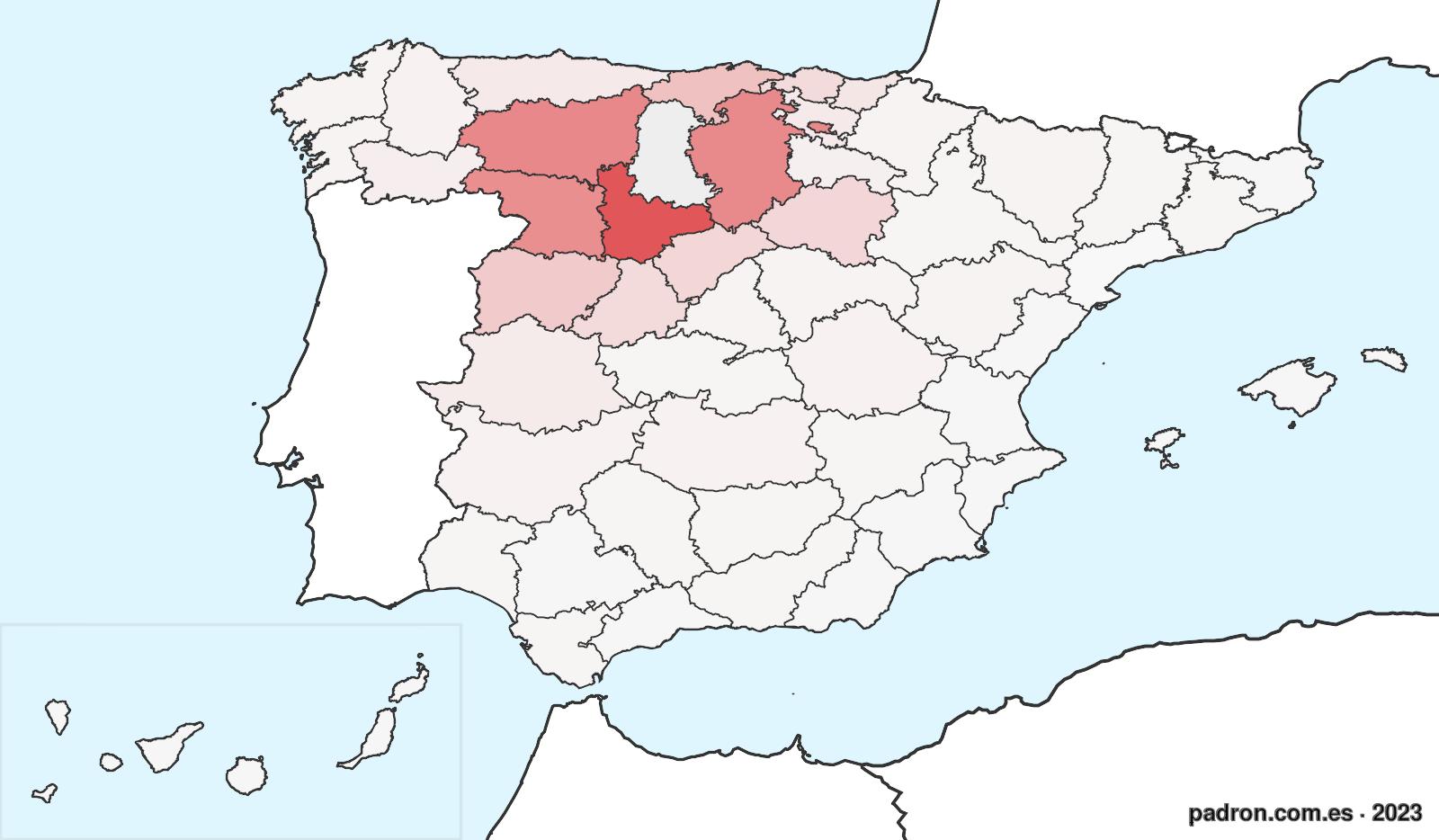Porcentaje de población de otras provincias en Palencia