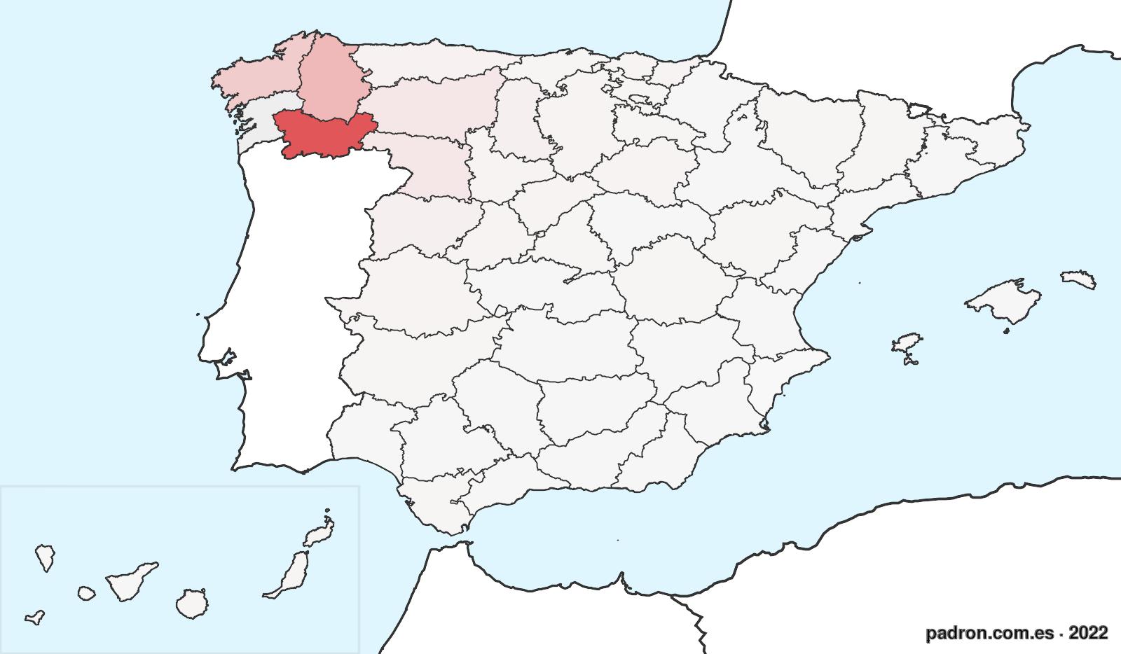 Porcentaje de población de otras provincias en Pontevedra