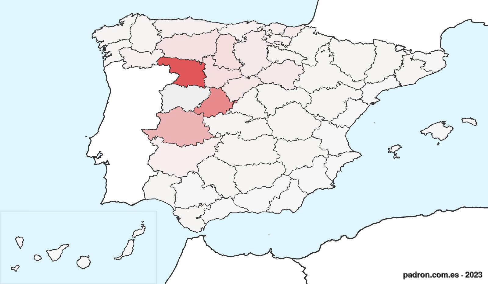 Porcentaje de población de otras provincias en Salamanca