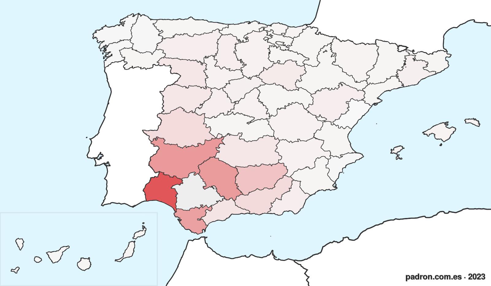 Porcentaje de población de otras provincias en Sevilla