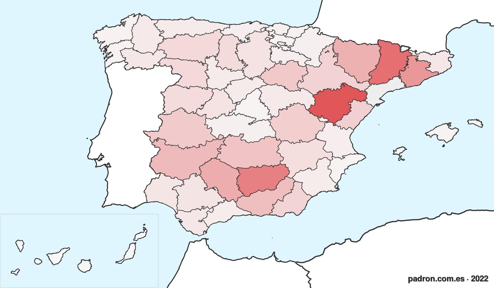 Porcentaje de población de otras provincias en Tarragona