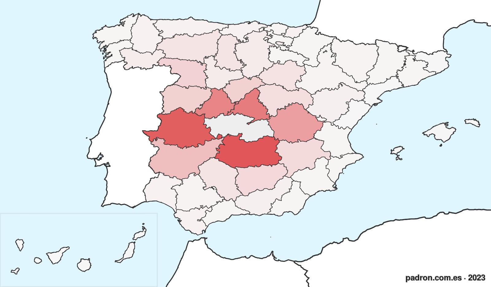 Porcentaje de población de otras provincias en Toledo