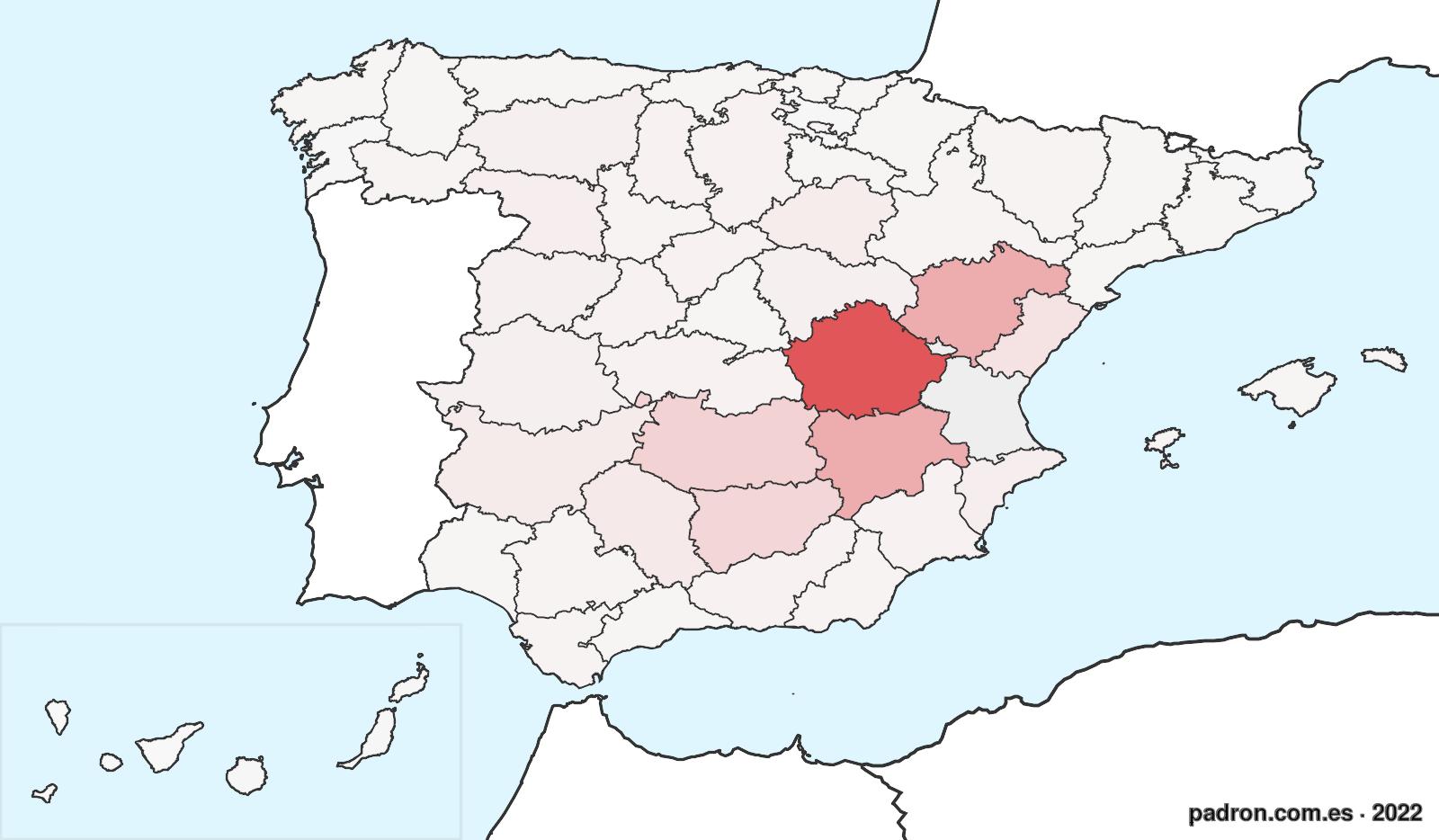 Porcentaje de población de otras provincias en Valencia/València