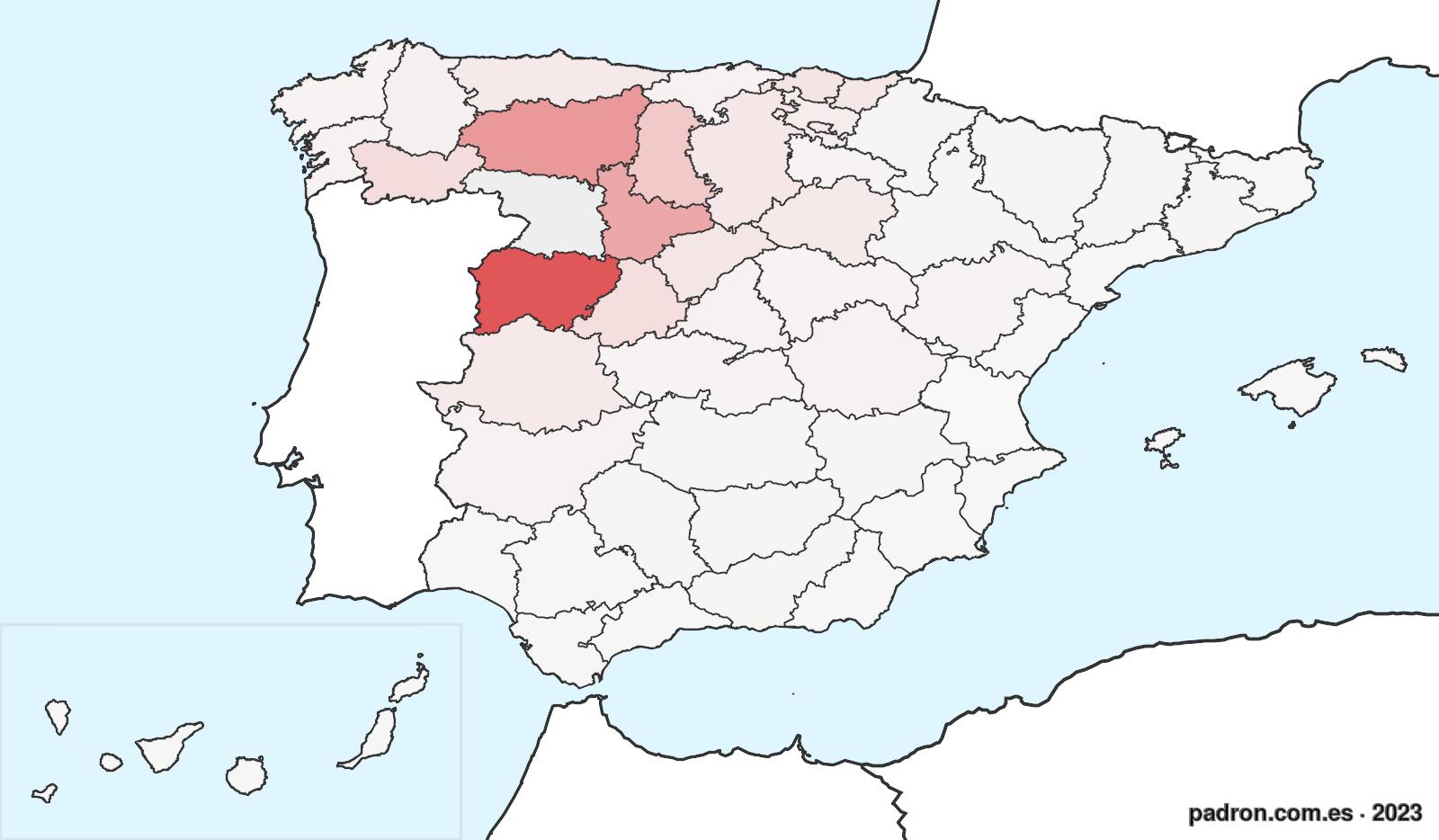 Porcentaje de población de otras provincias en Zamora