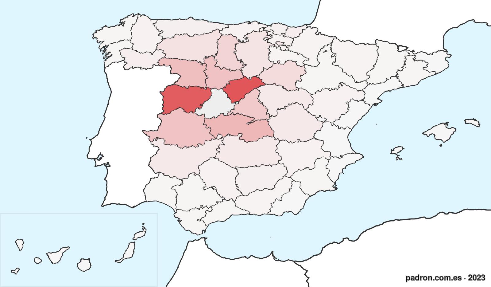 Porcentaje de población de otras provincias en Ávila