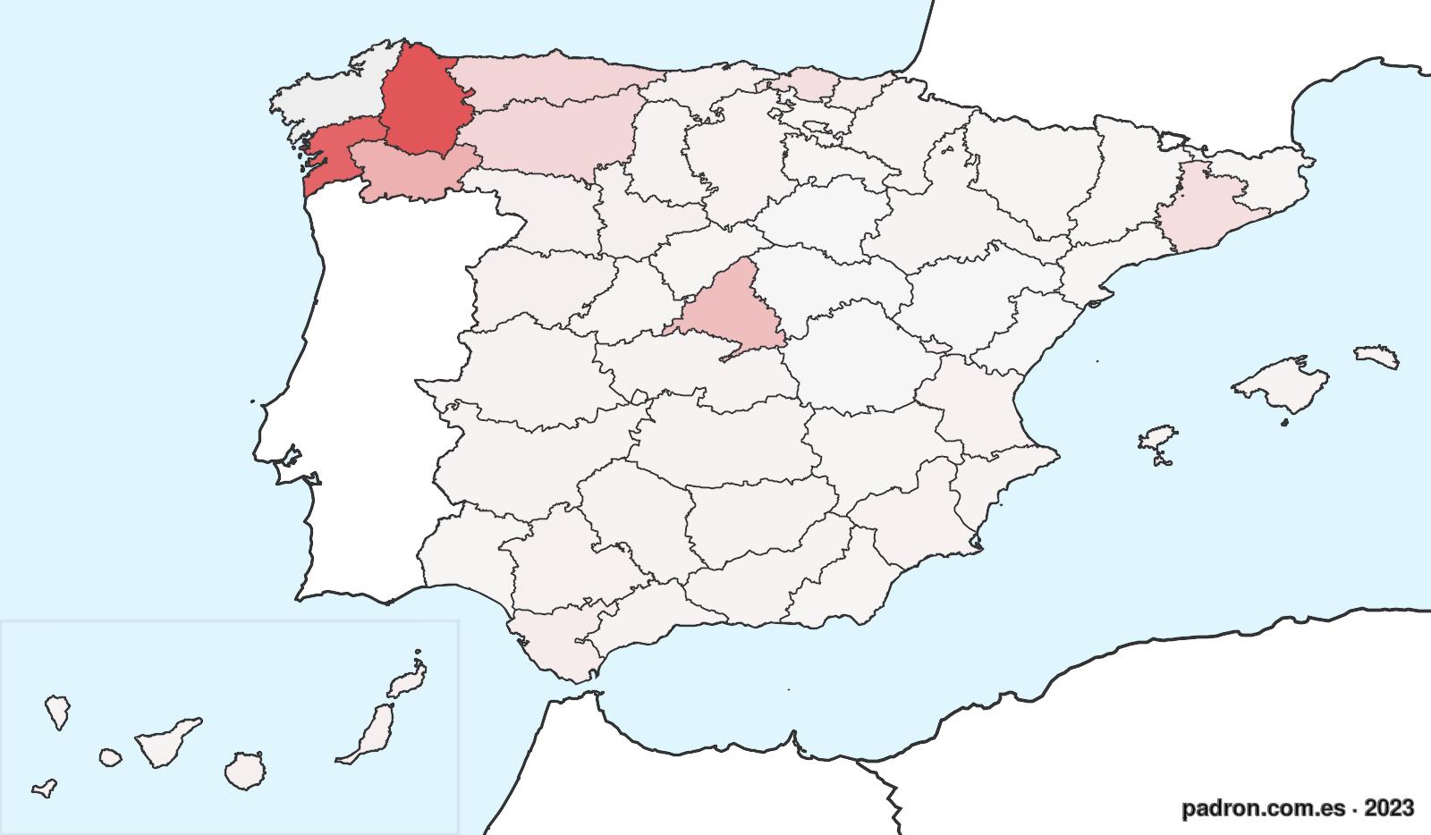 Población por provincia de origen en A Coruña
