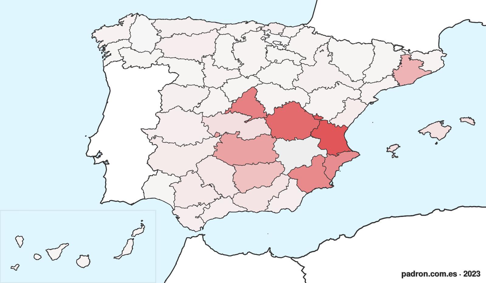 Población por provincia de origen en Albacete