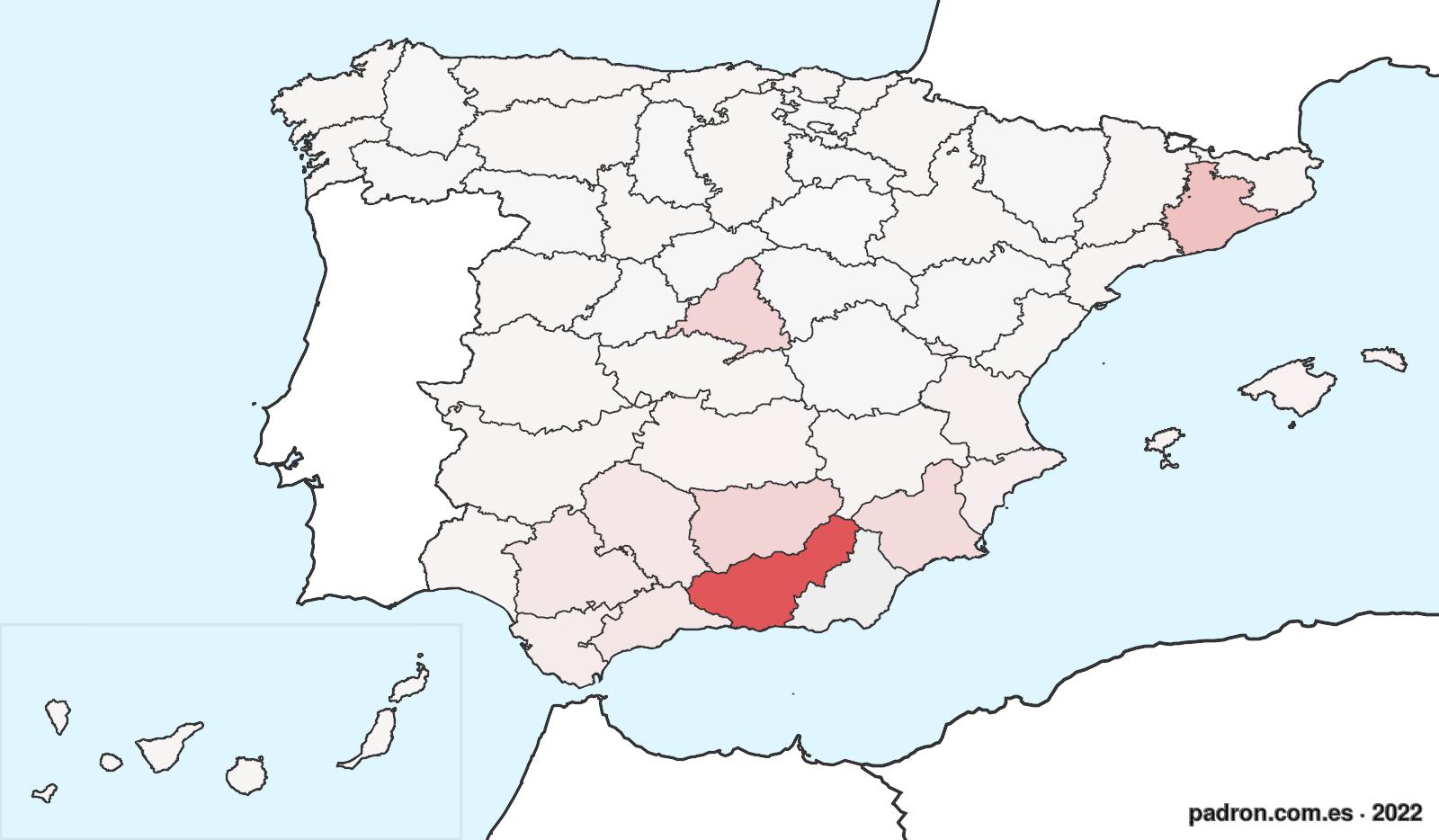 Población por provincia de origen en Almería