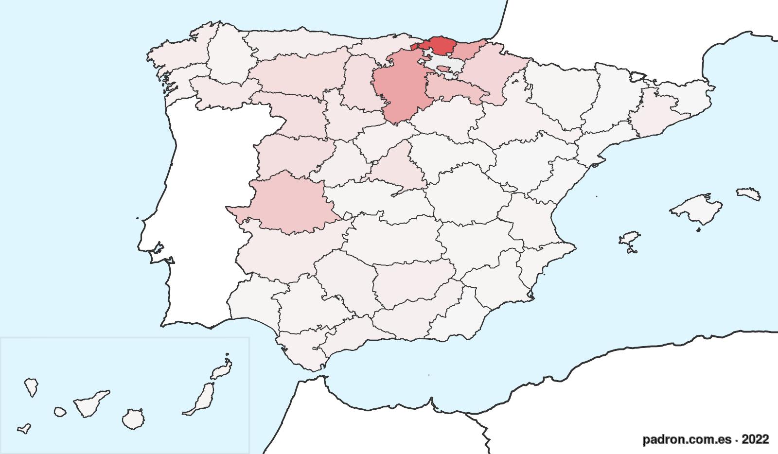 Población por provincia de origen en Araba/Álava