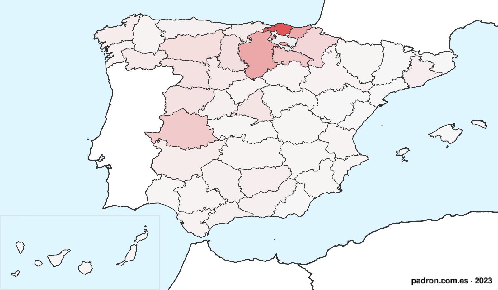 Población por provincia de origen en Araba/Álava