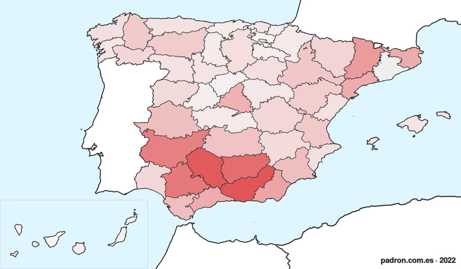Población por provincia de origen en Barcelona