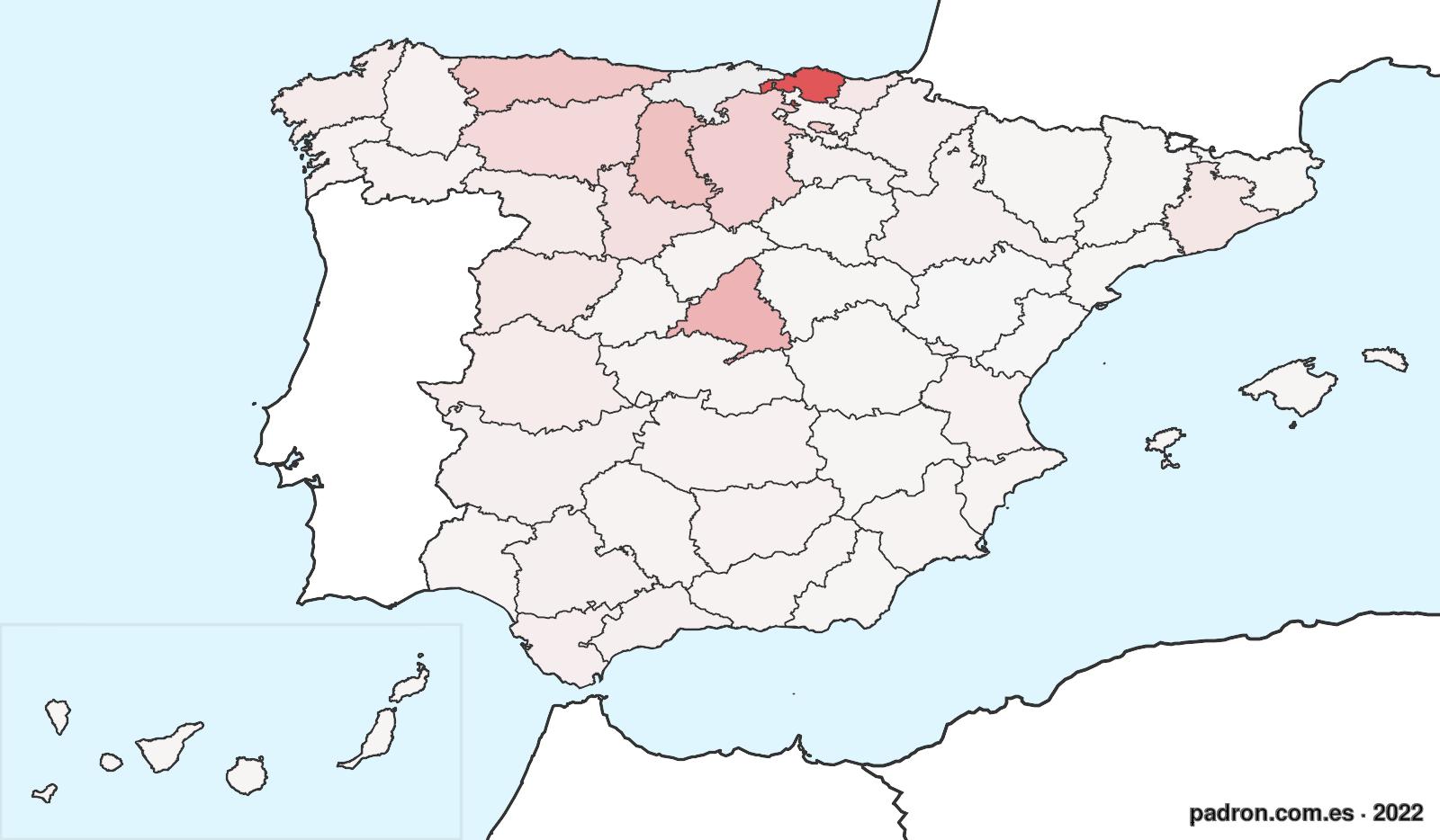 Población por provincia de origen en Cantabria