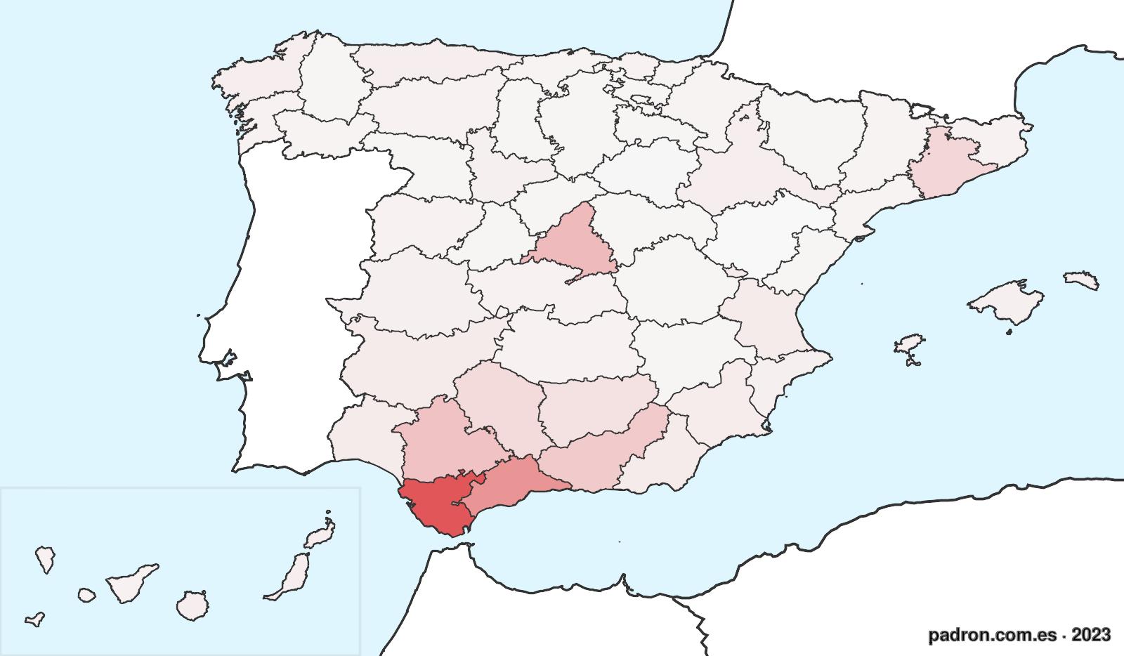 Población por provincia de origen en Ceuta
