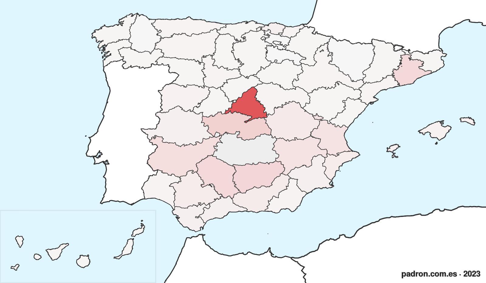 Población por provincia de origen en Ciudad Real