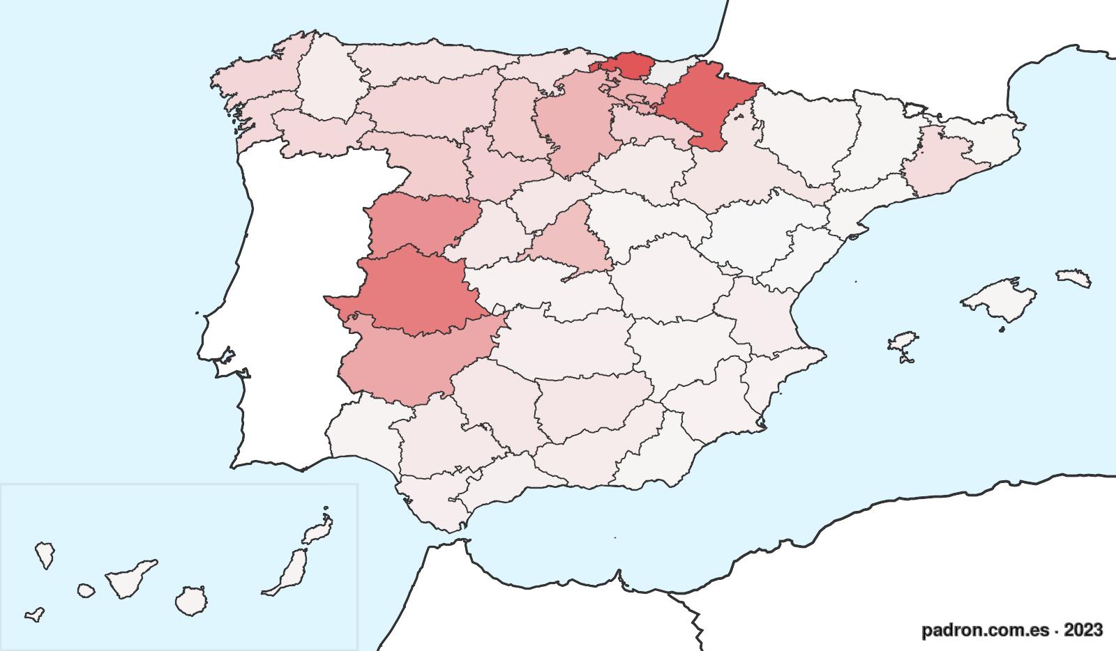 Población por provincia de origen en Gipuzkoa