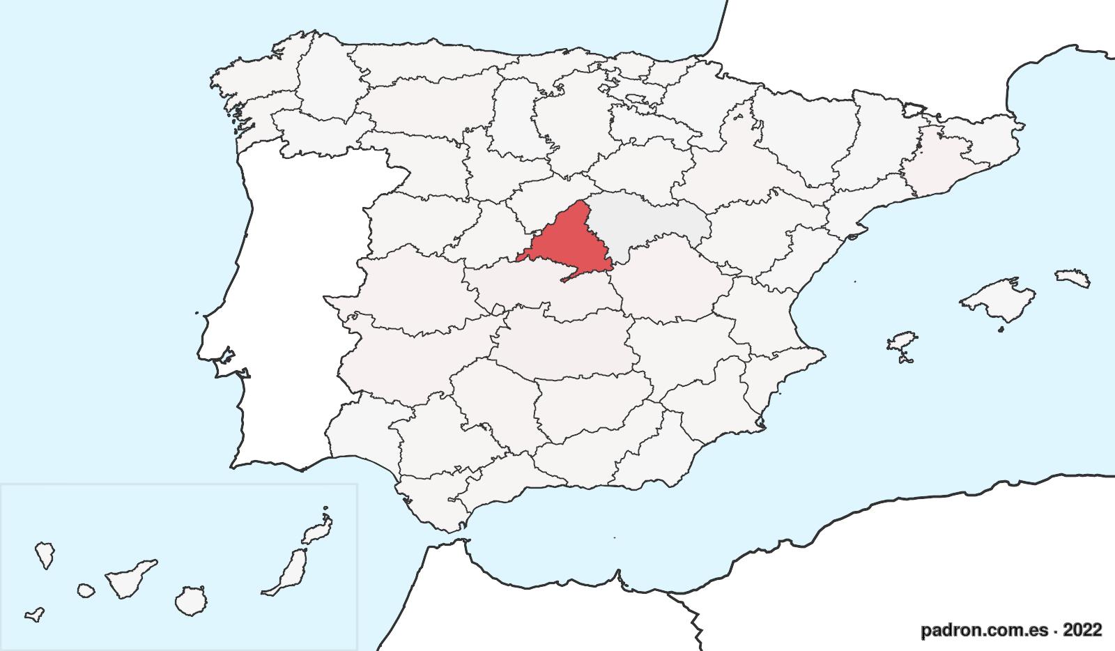 Población por provincia de origen en Guadalajara