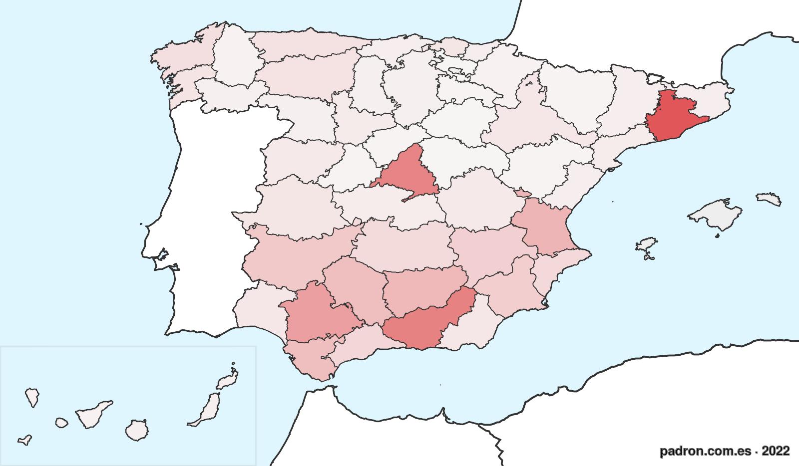Población por provincia de origen en Illes Balears