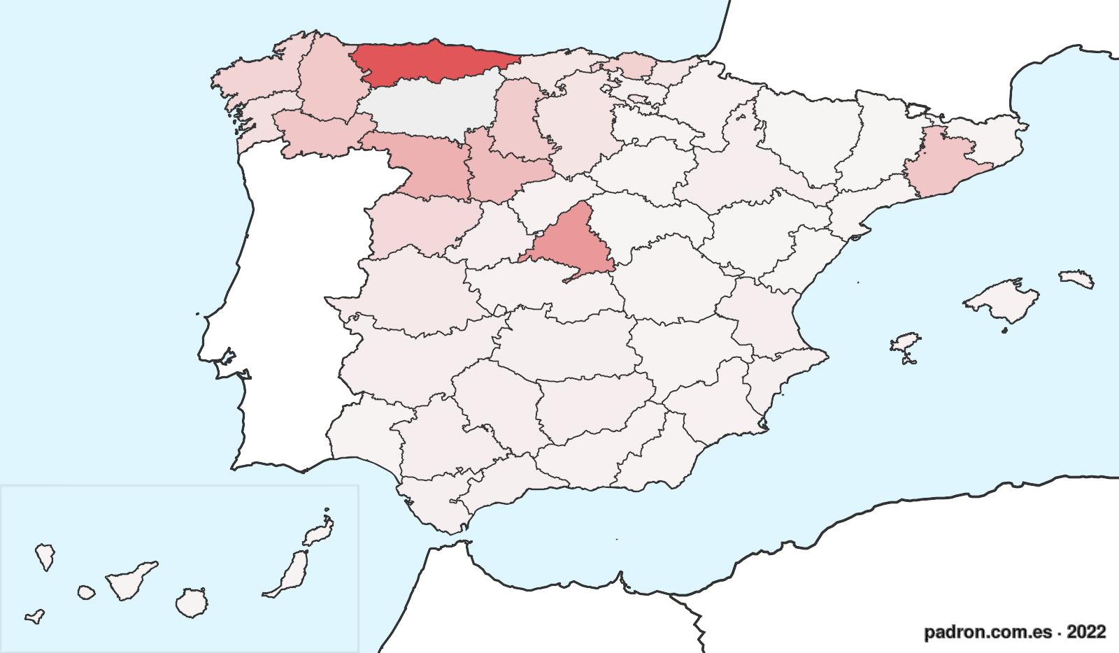 Población por provincia de origen en León