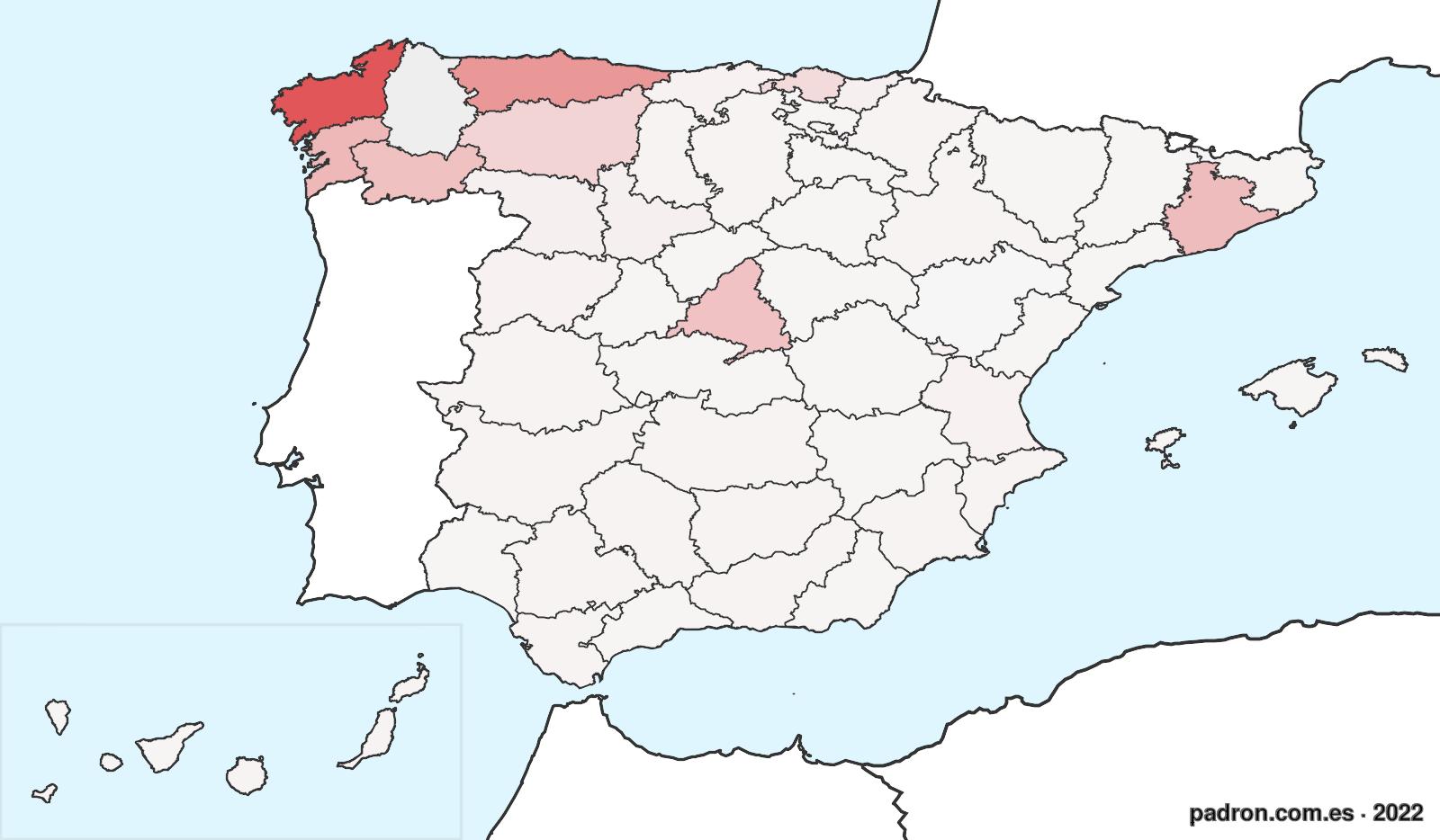 Población por provincia de origen en Lugo