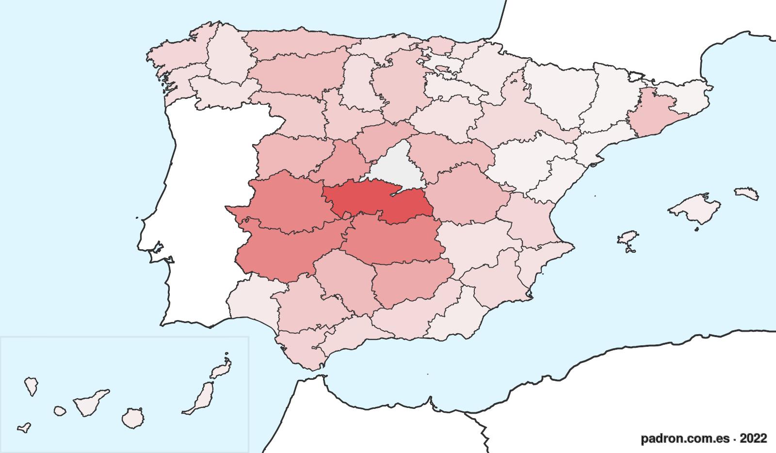 Población por provincia de origen en Madrid