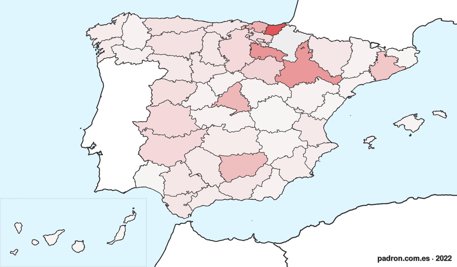 Población por provincia de origen en Navarra