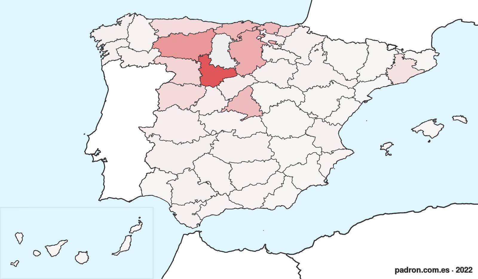 Población por provincia de origen en Palencia